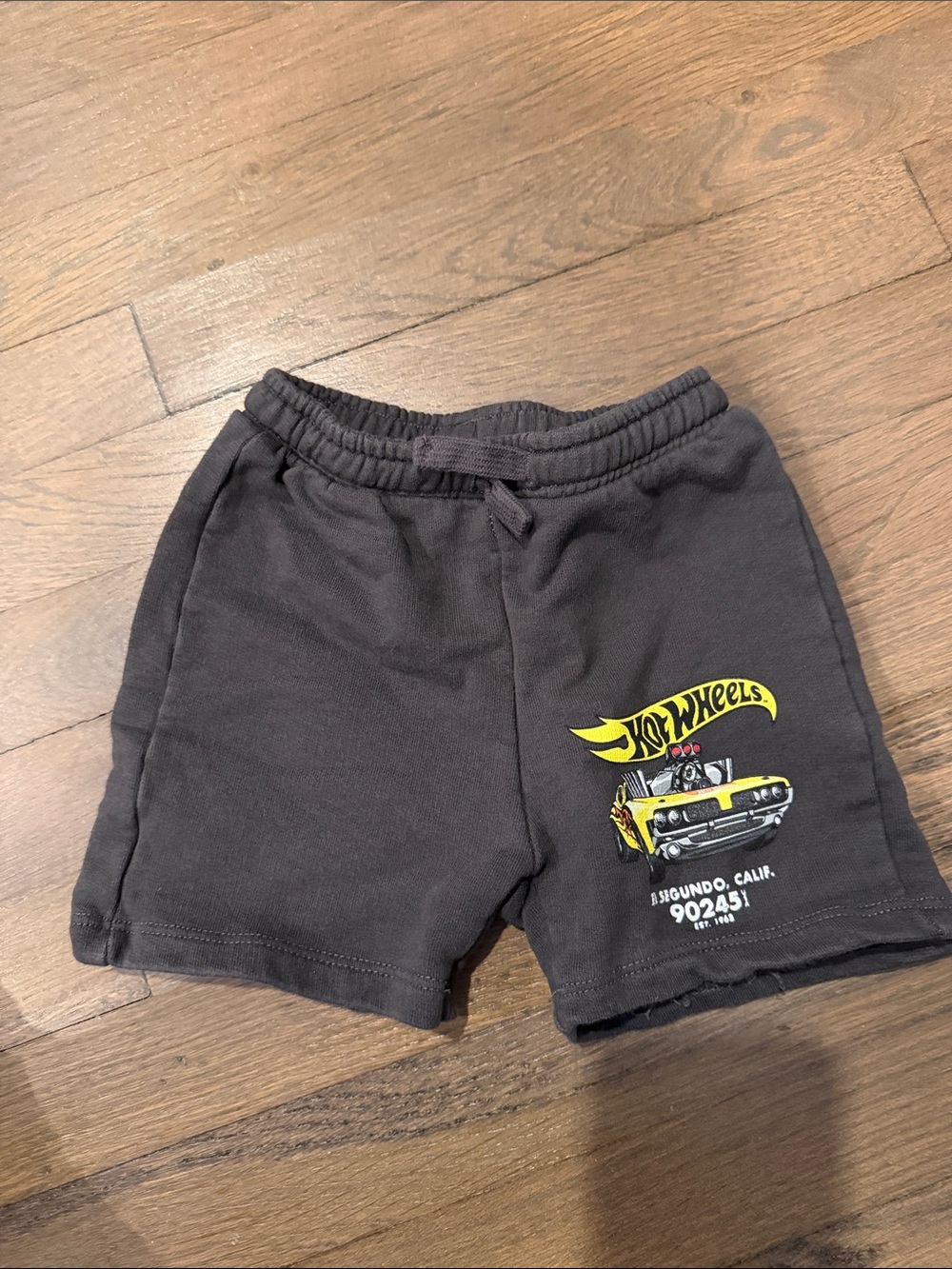 Zara Black Kids Shorts with Yellow Hot Wheels Graphic